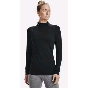Under Armour COLDGEAR MOCK Shirt Womens Sz XL Black Mock Fitted Long Sleeve‎ NEW